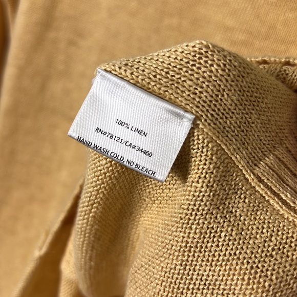 Eileen Fisher Linen Knit Sweater Size M Color is a Light Dijon Mustard Color - Picture 10 of 11